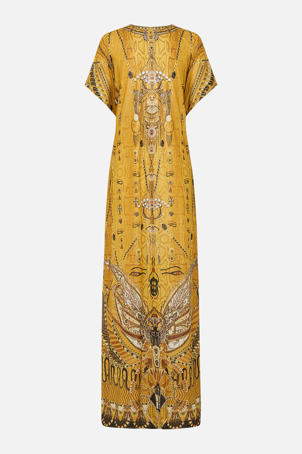 CAMILLA Gold Cover-Up with Front Splits in Valley of the Kings Print