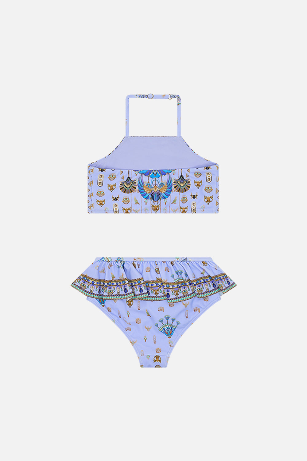 MILLA By CAMILLA Lilac Halter Crop with Frill Bottom Bikini (4-10) in Under Scarab Skies print