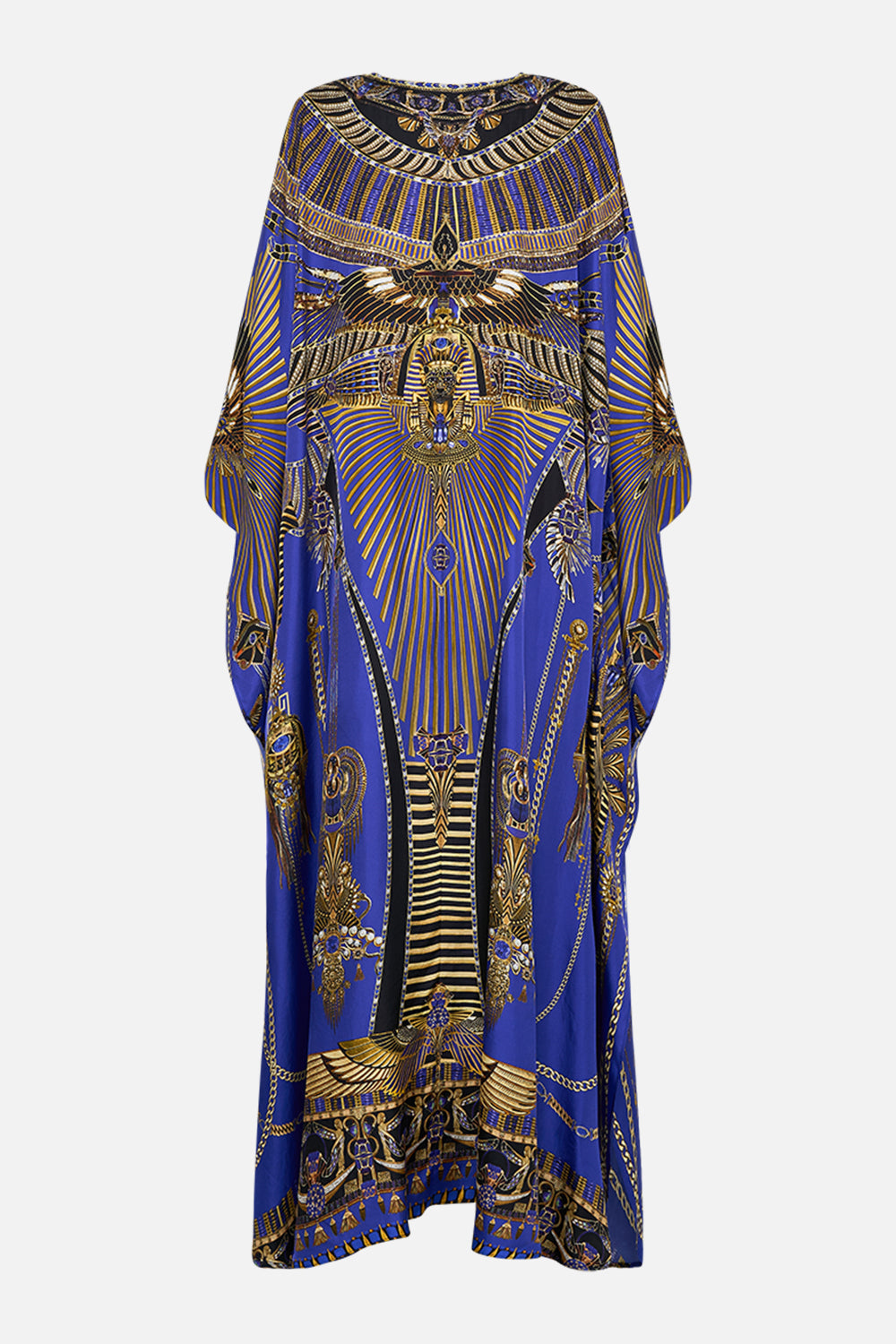 CAMILLA V Neck Kaftan With Front Welt Pockets in My Fair Pharaoh print.