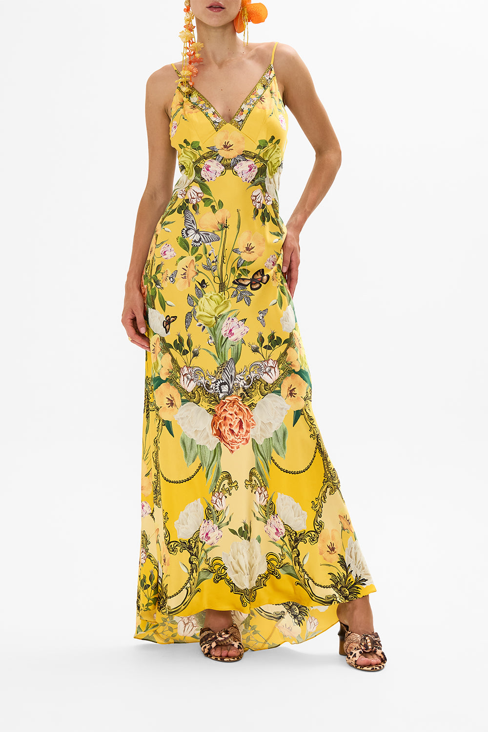 CAMILLA floral thongs in Stitched in Time print.