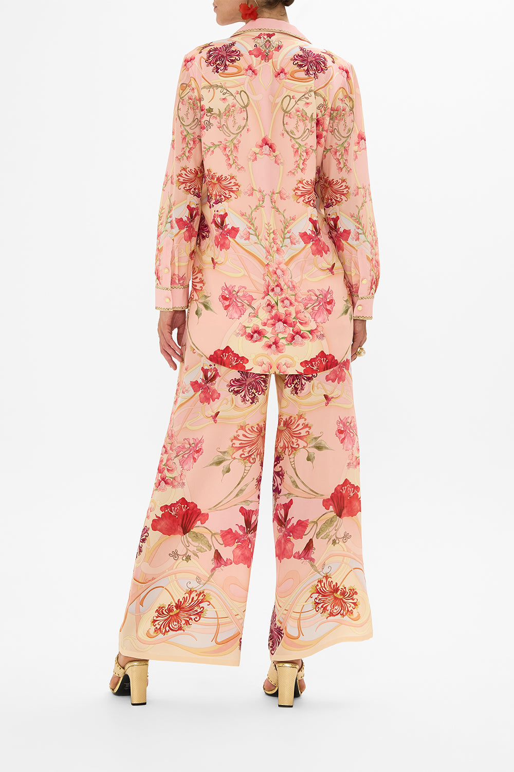 CAMILLA Floral Double Breasted Soft Jacket in Blossoms and Brushstrokes