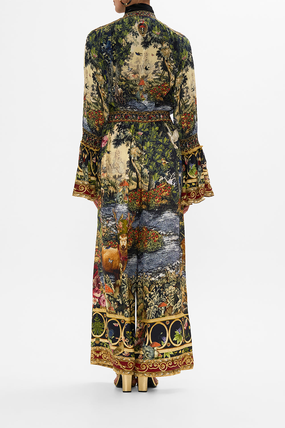 CAMILLA Black Straight Leg Pant in Tapestry Totems