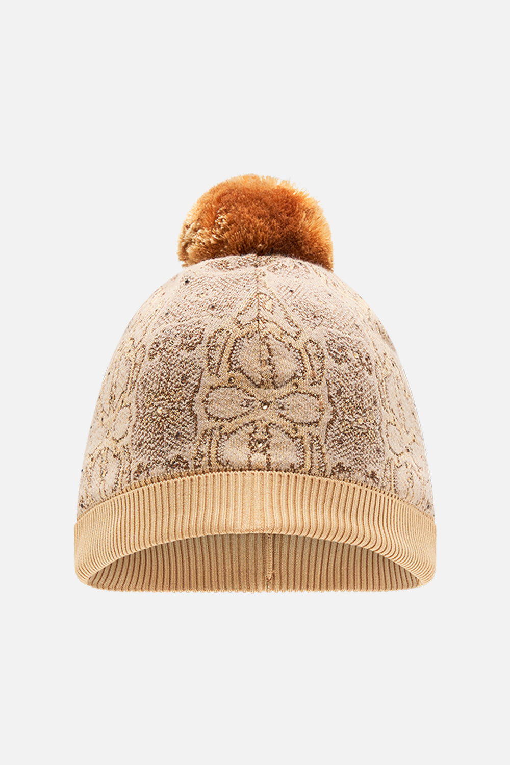 CAMILLA Gold Knit Beanie in Valley of the Kings Print