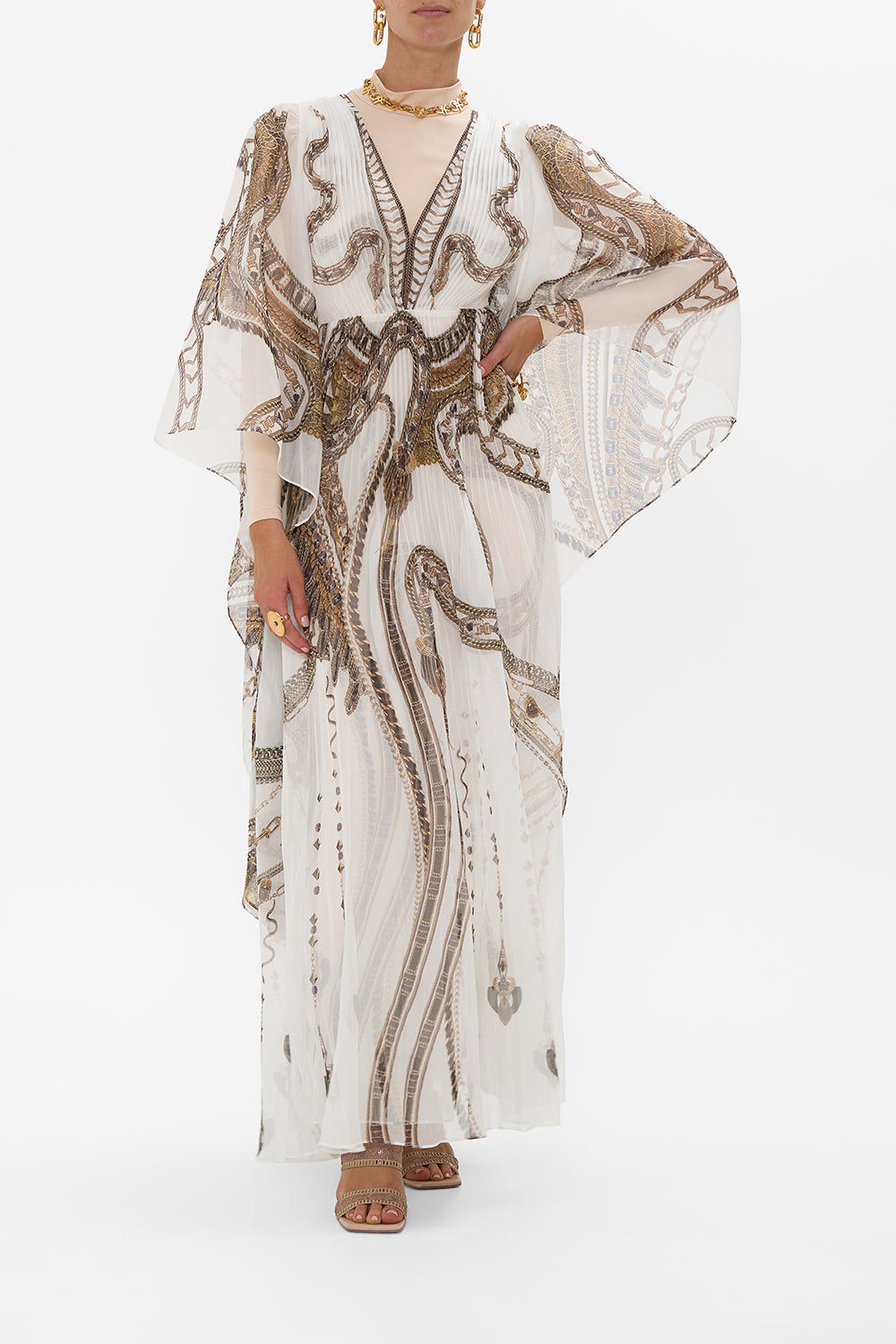 PLISSE PLUNGE NECK DRESS GODDESS ENERGY