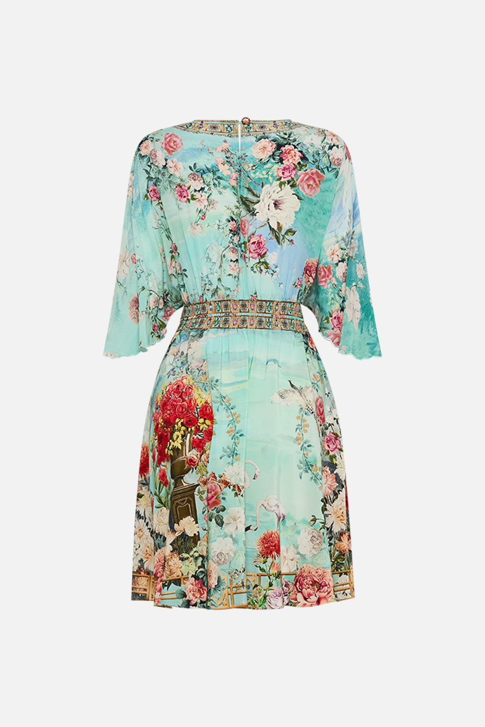 CAMILLA Short waisted dress in The jewellery museum print.