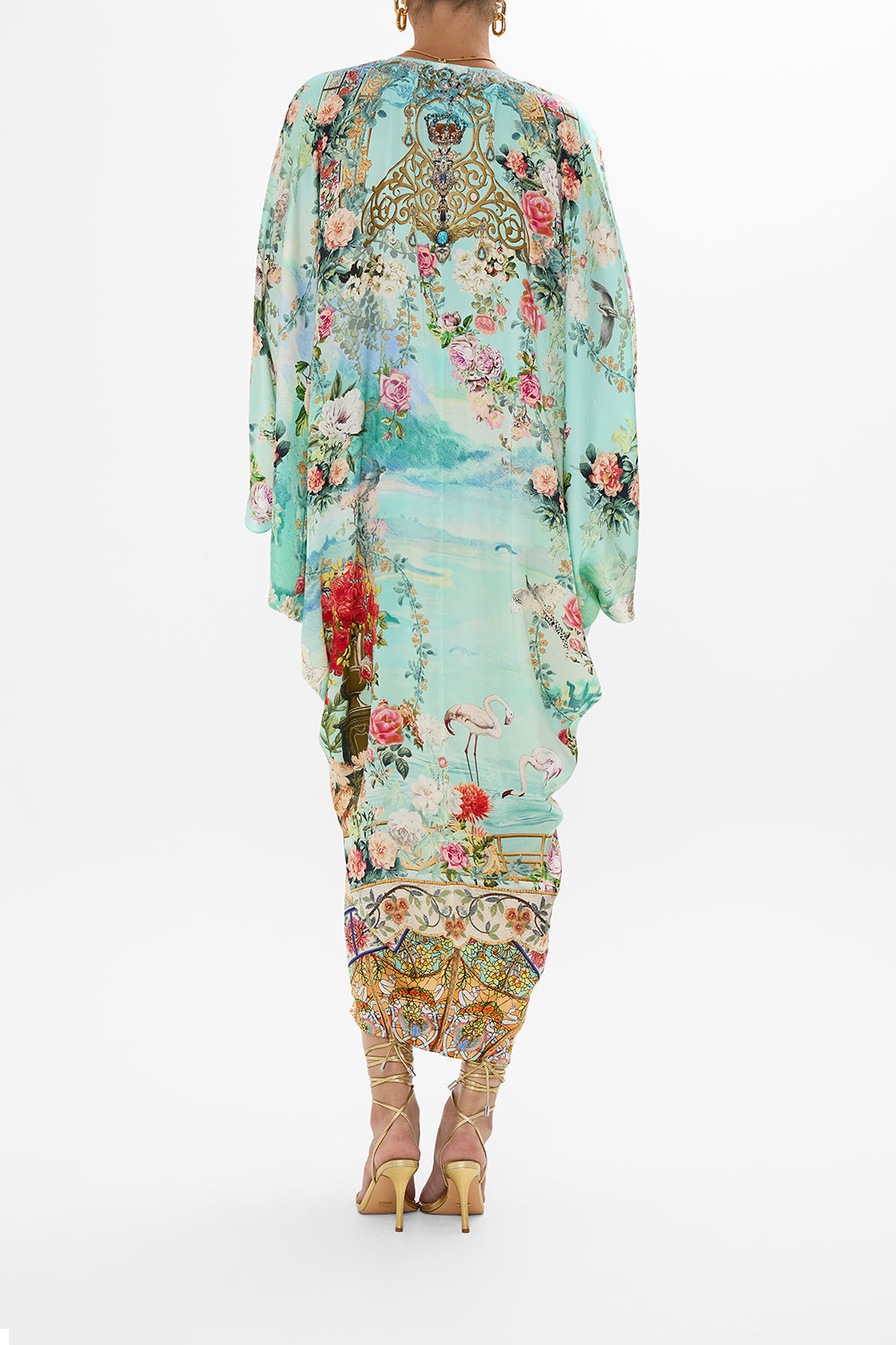 CAMILLA T shape long kaftan in The jewellery museum print.