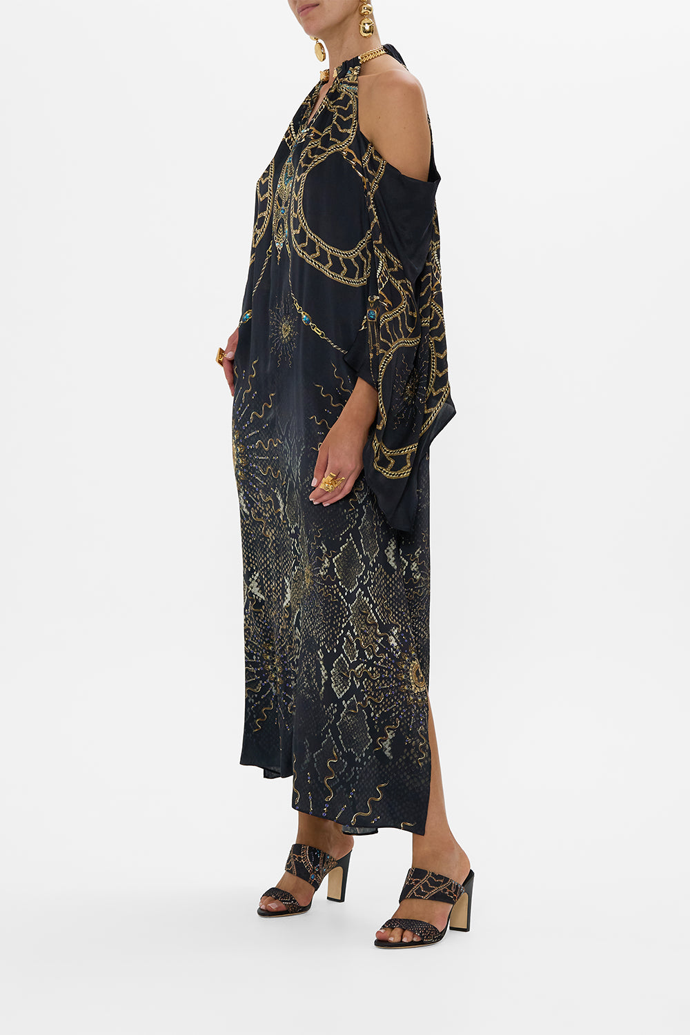 FLARED SLEEVE COLD SHOULDER LONG KAFTAN CALL ME CLEOPATRA