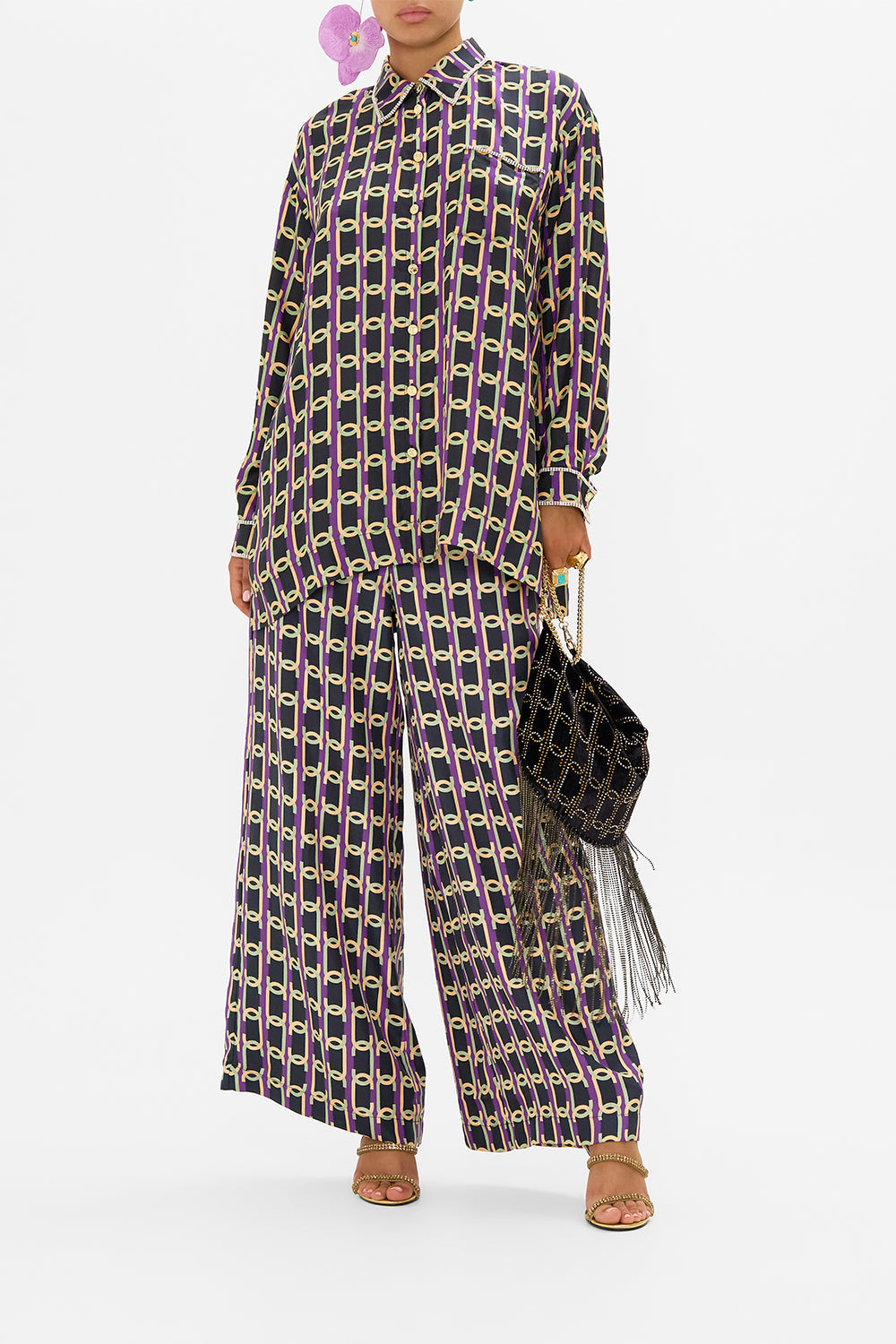 CAMILLA silk shirt in Film Diva print