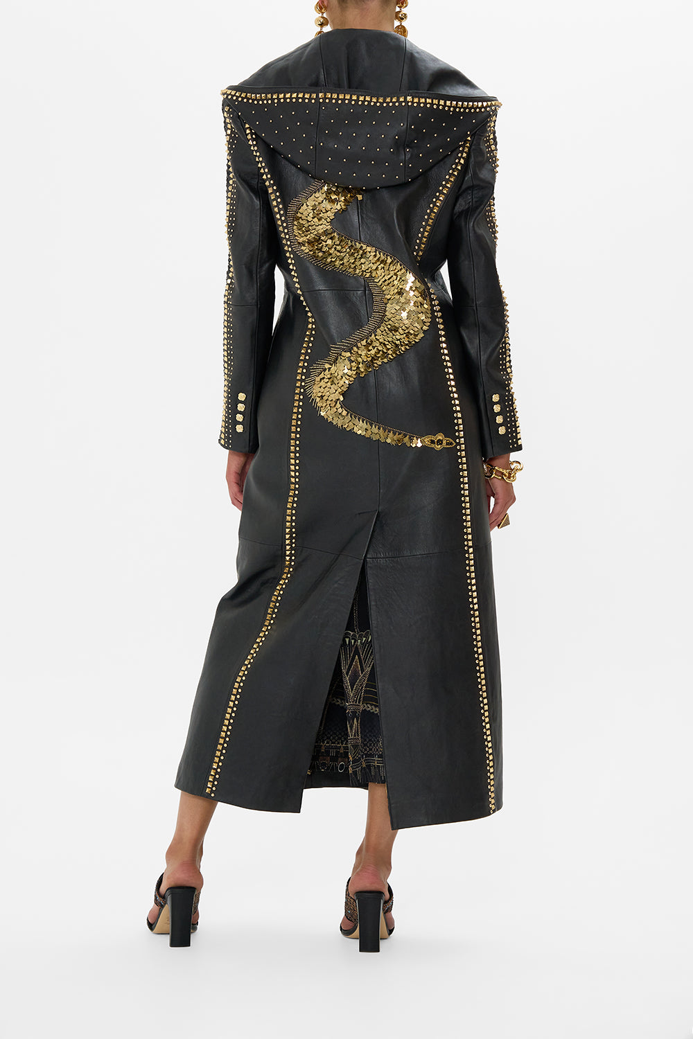 LONG LEATHER COAT WITH HOOD CALL ME CLEOPATRA