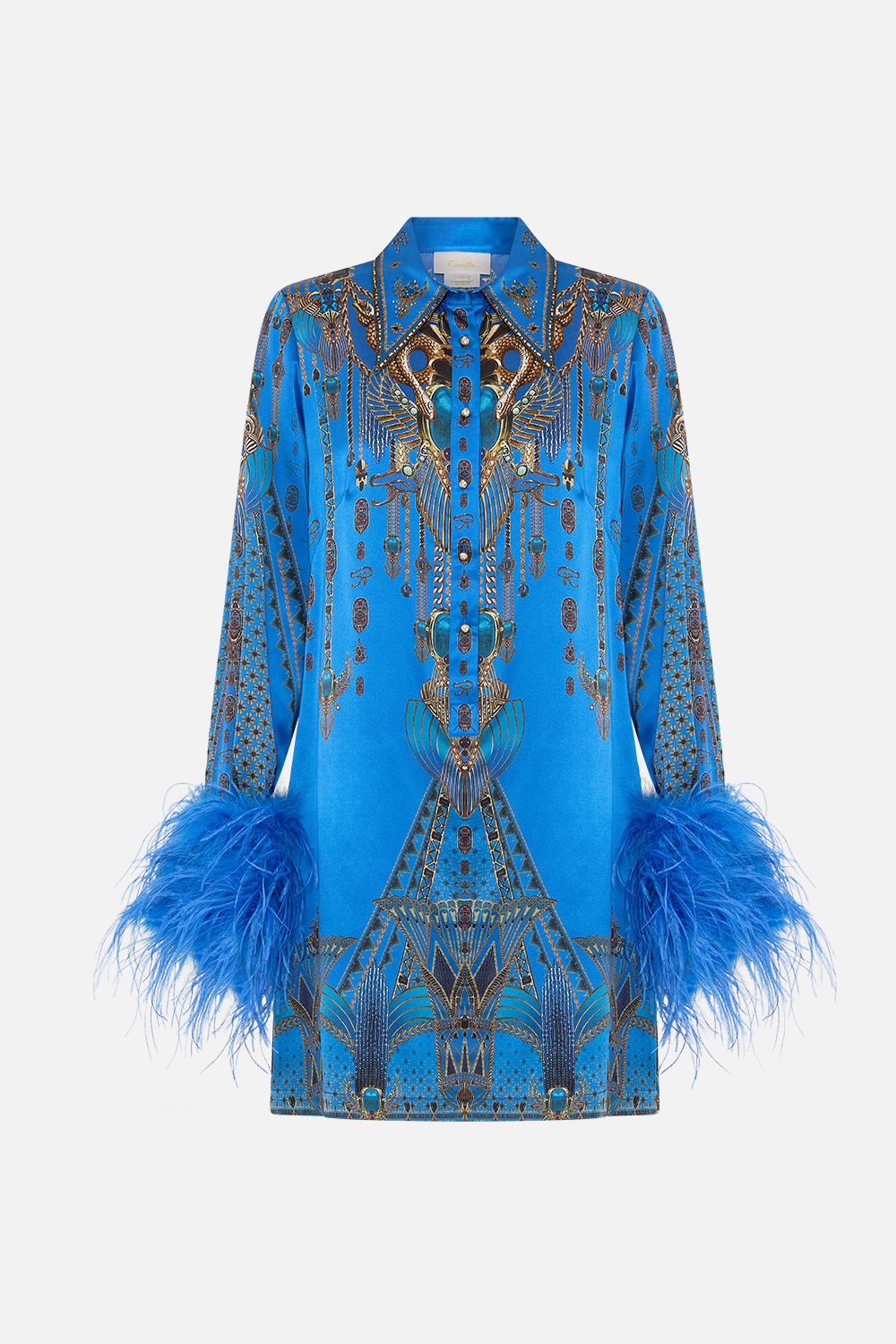 MINI SHIRT DRESS WITH FEATHER CUFF ARCHIVAL REVIVAL