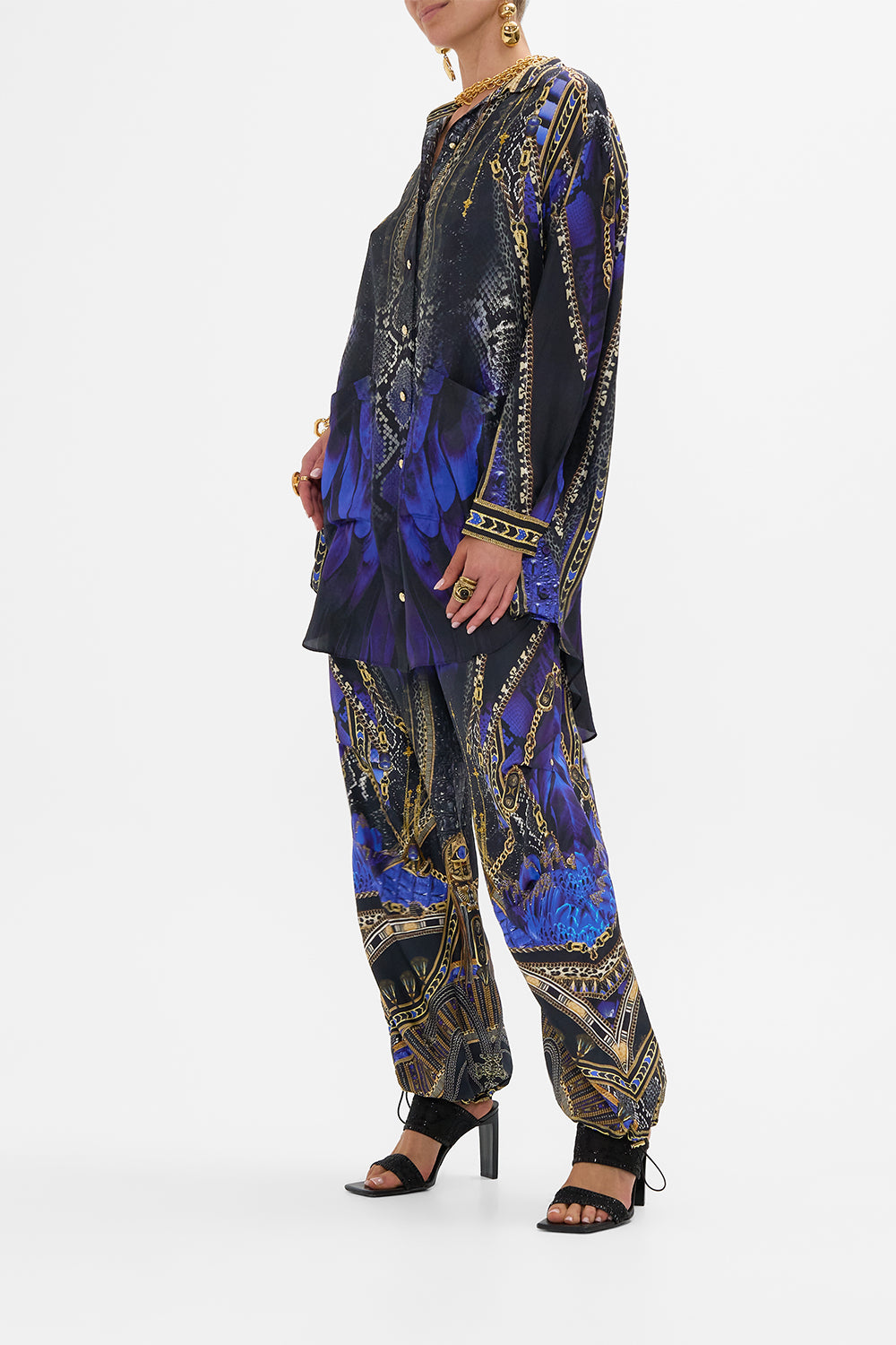 CAMILLA Shirt Tunic with Pockets in Other Side of the Oasis print.