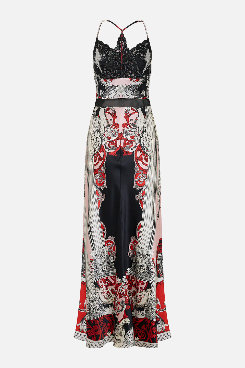 LACE SPLICE BIAS LONG DRESS MARK OF MEDUSA