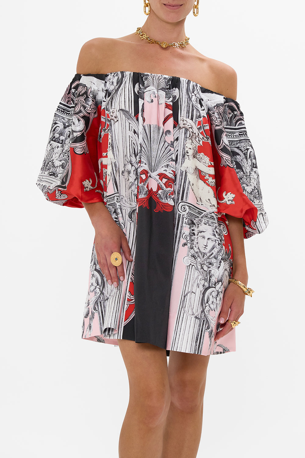 OFF SHOULDER PUFF DRESS MARK OF MEDUSA