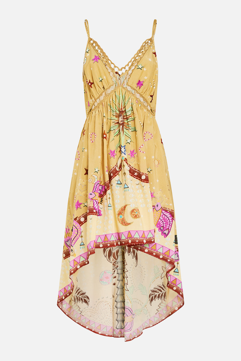 STRAPPY HIGH LOW DRESS WITH POCKETS ASWAN ABSTRACT