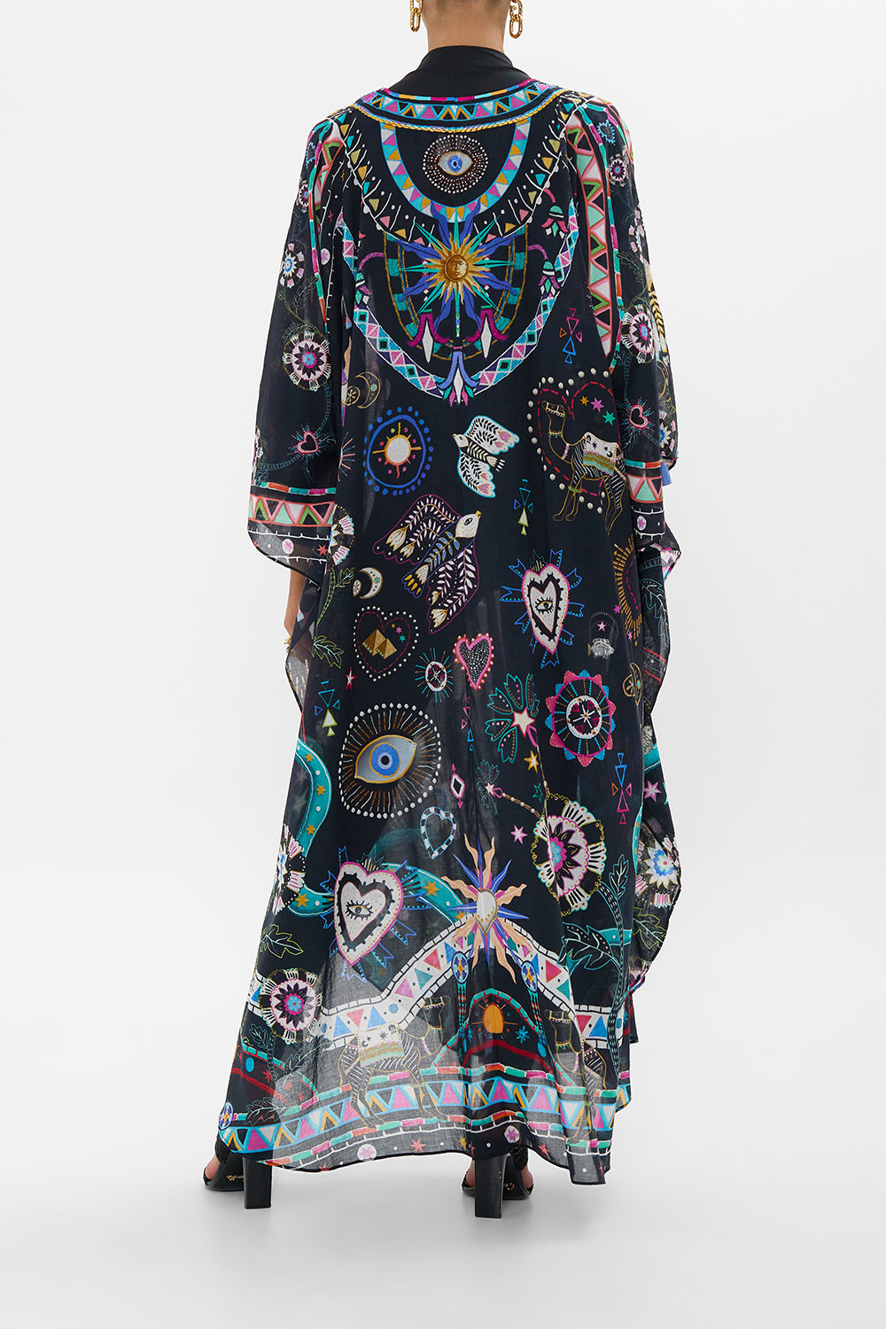 V NECK KAFTAN WITH FRONT WELT POCKETS NUBIAN NIGHTS