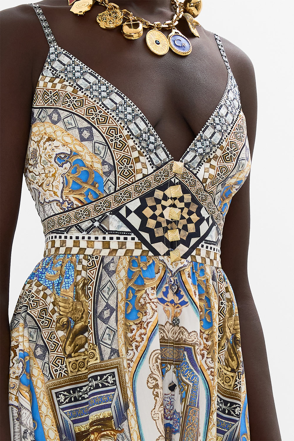 CAMILLA Tiered Bodice Dress in Make Me Your Mosaic Print.