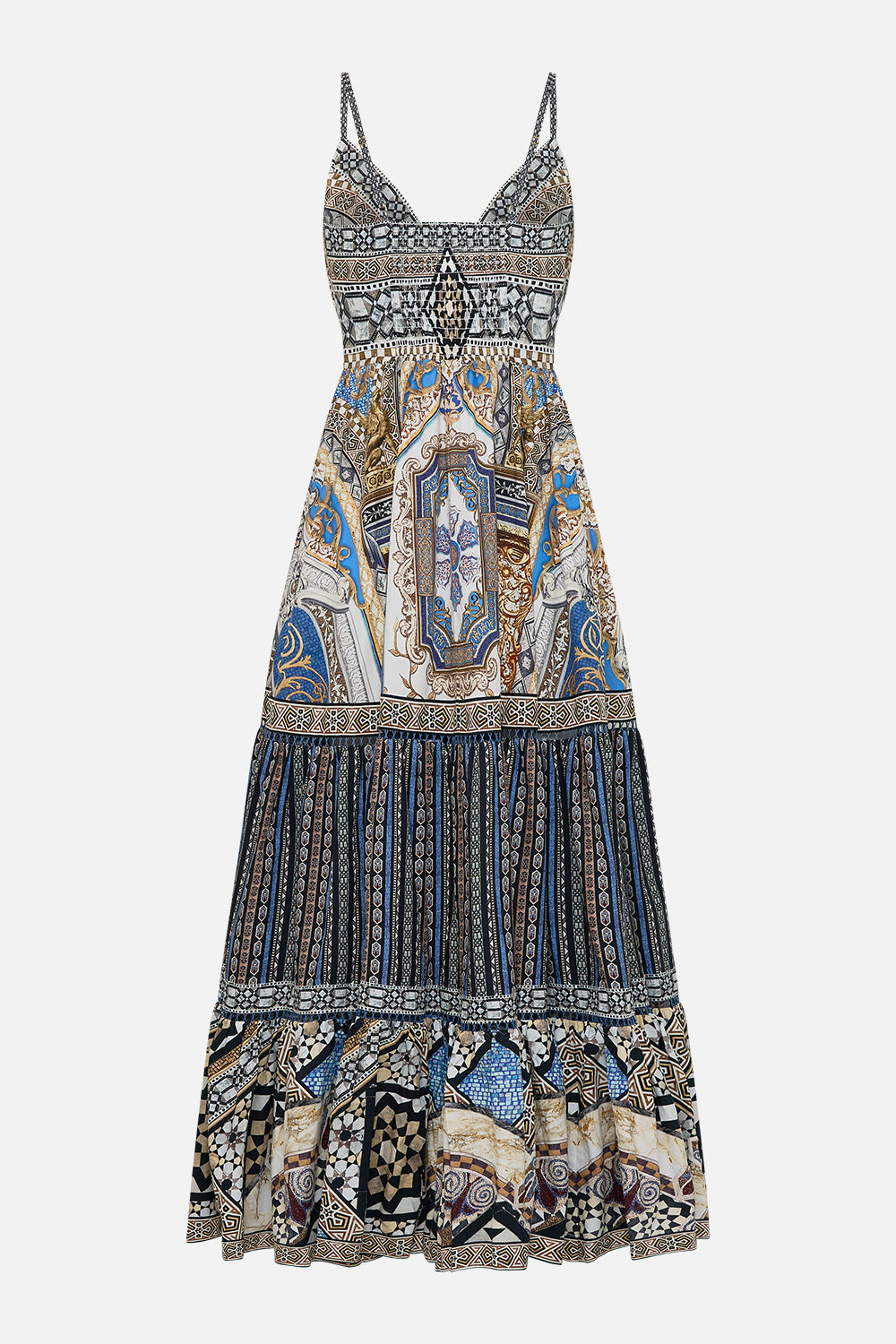 CAMILLA Tiered Bodice Dress in Make Me Your Mosaic Print.