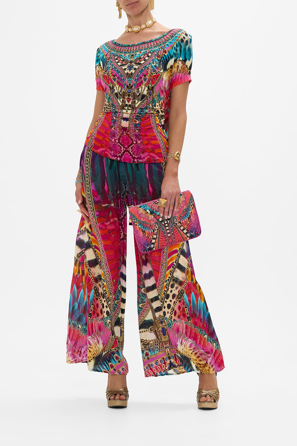CAMILLA Loose Fit Tee Multi in Sahara Supernatural print.