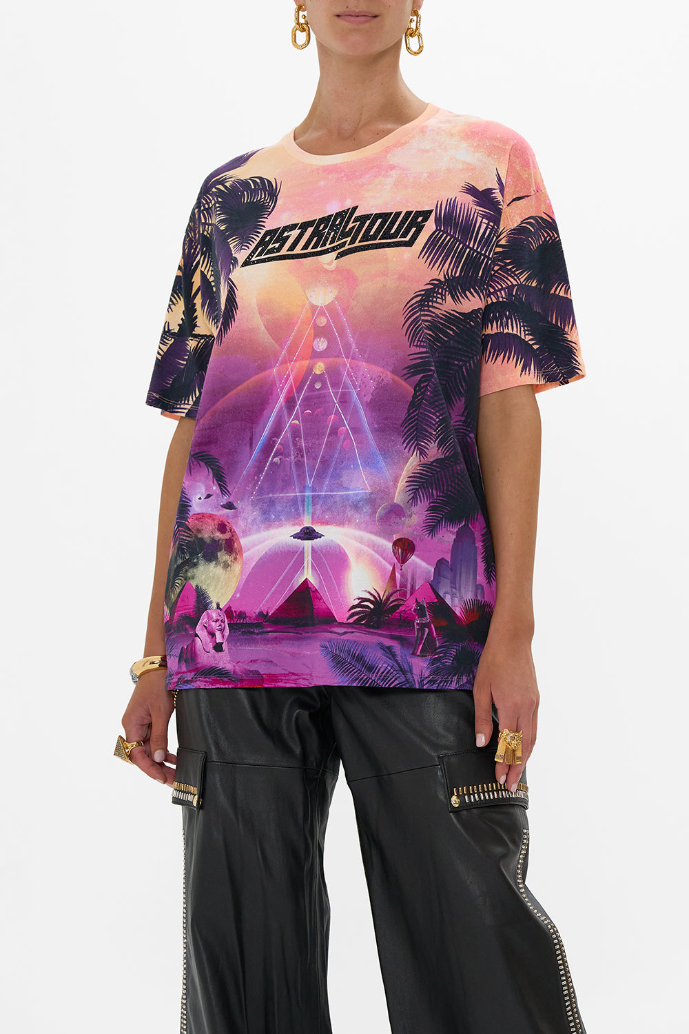 OVERSIZED BAND TEE - PURPLE/MULTI LUXORLAND LADY