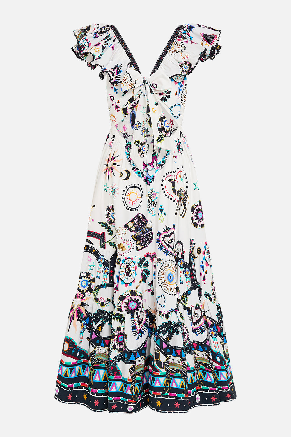 TIERED DRESS WITH NECK FRILL NUBIAN WONDERLAND