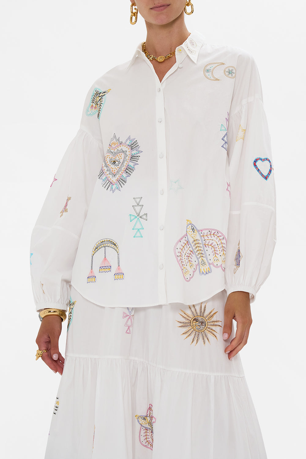 BALLOON SLEEVE SHIRT BLOUSE LIVING IN COLOUR