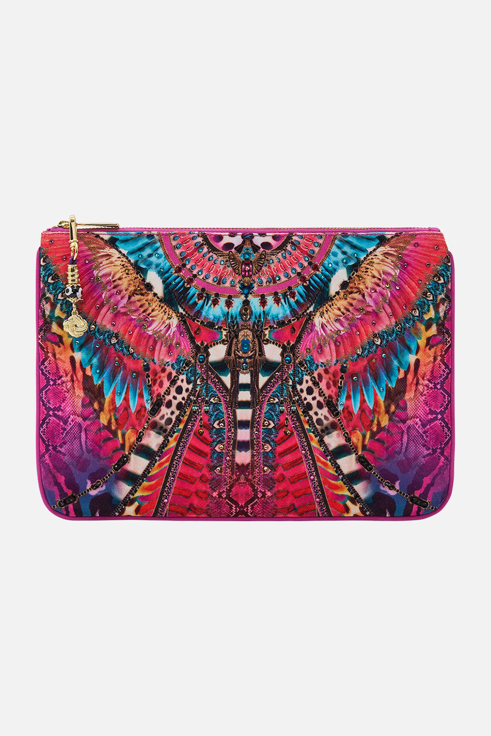 CAMILLA Small Canvas Clutch in Sahara Supernatural print.