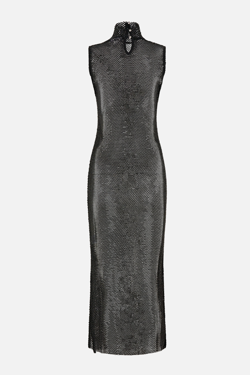 SLEEVELESS TURTLE NECK CRYSTAL MESH DRESS MARK OF MEDUSA