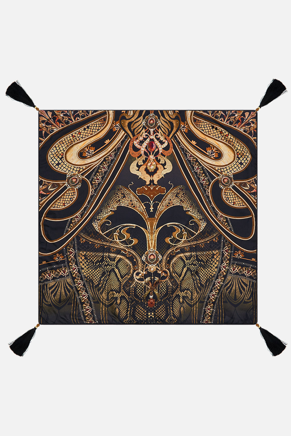 Villa CAMILLA black and gold large cushion in Nouveau Noir