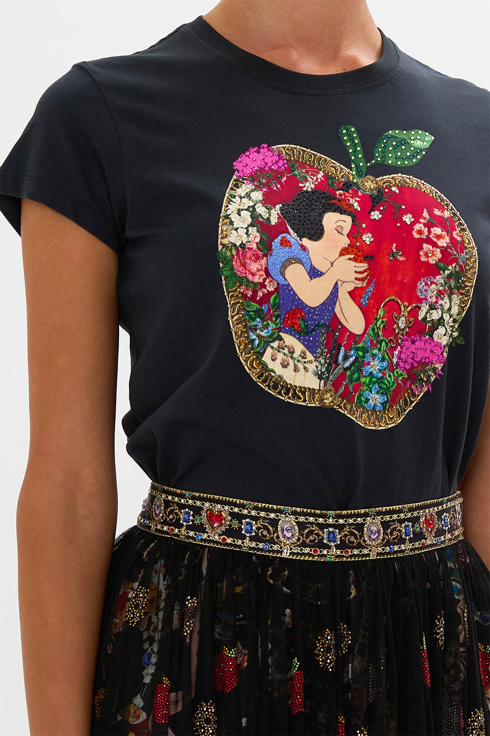 Disney CAMILLA slim fit graphic tee in Happily Ever After print