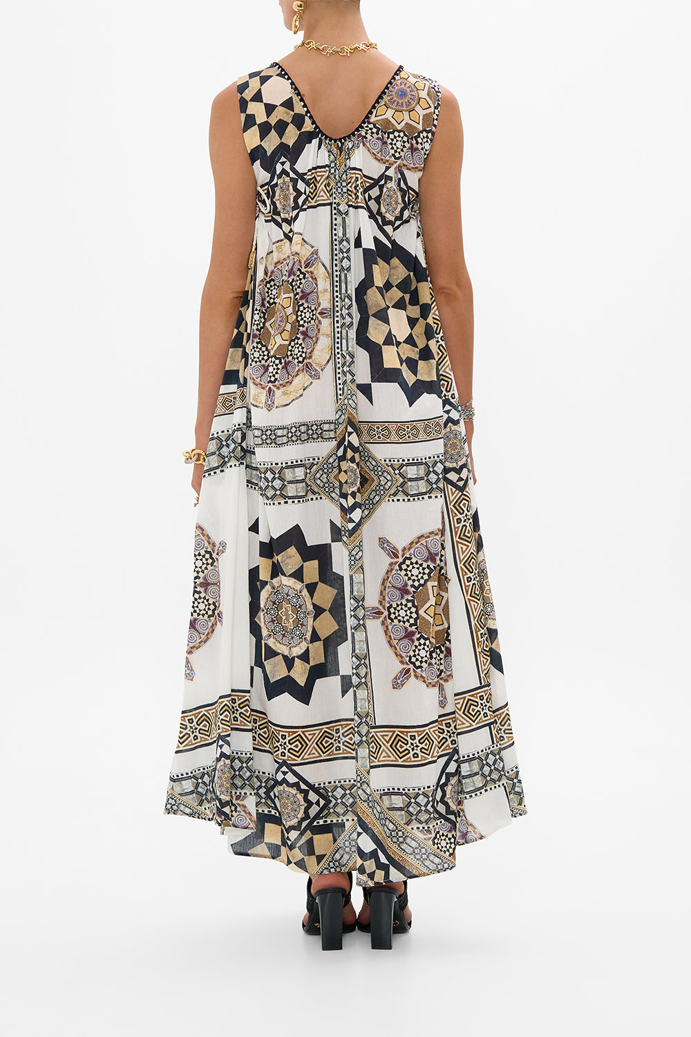 PANELLED TANK DRESS WITH CURVED HEM TILE STYLE