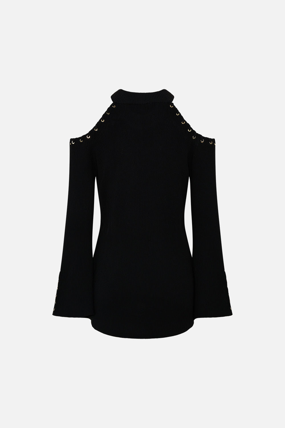 CAMILLA Cold Shoulder Flared Sleeve Knit in They Called Her Nefertari print