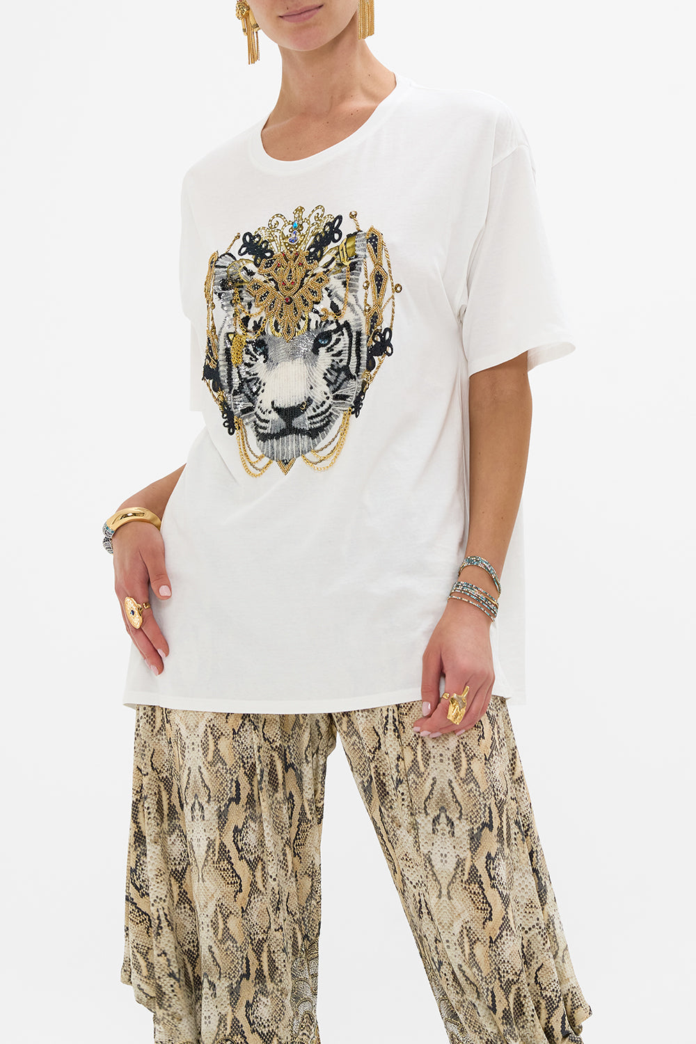 CAMILLA Oversized Band Tee White The Throne Room print
