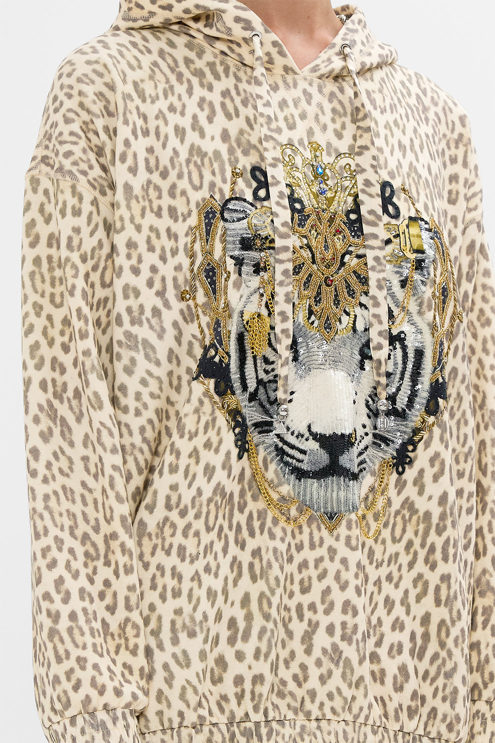 CAMILLA Silk Band Oversized Hoodie with Pockets in The Throne Room print