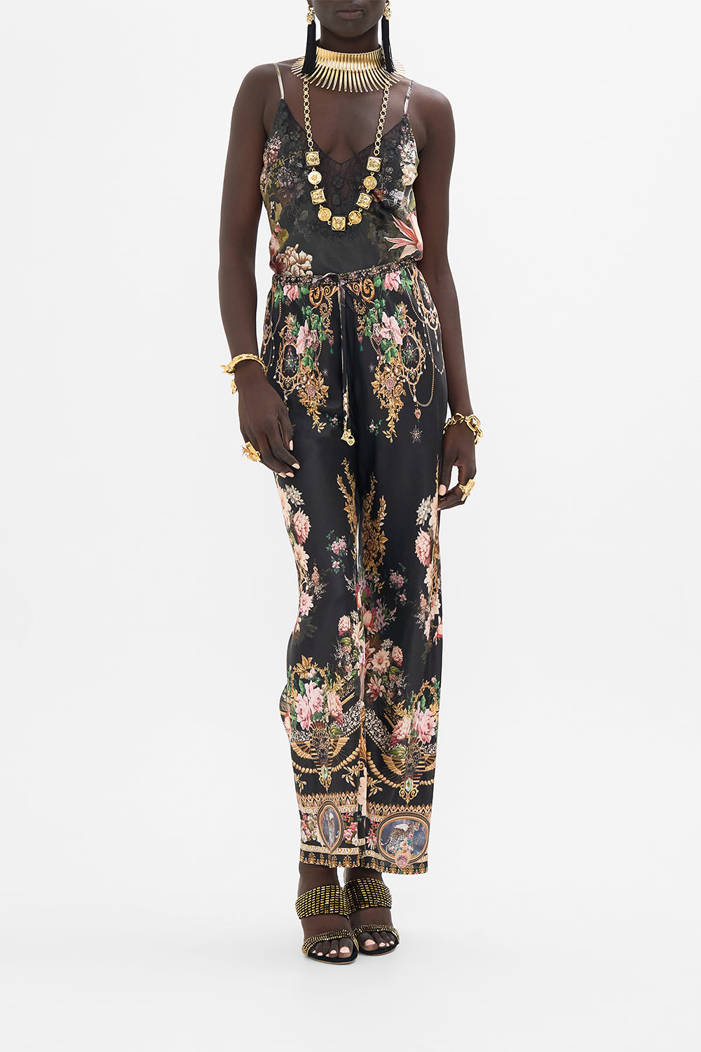 CAMILLA bias cut drawstring pant in Dyansty Daze print.