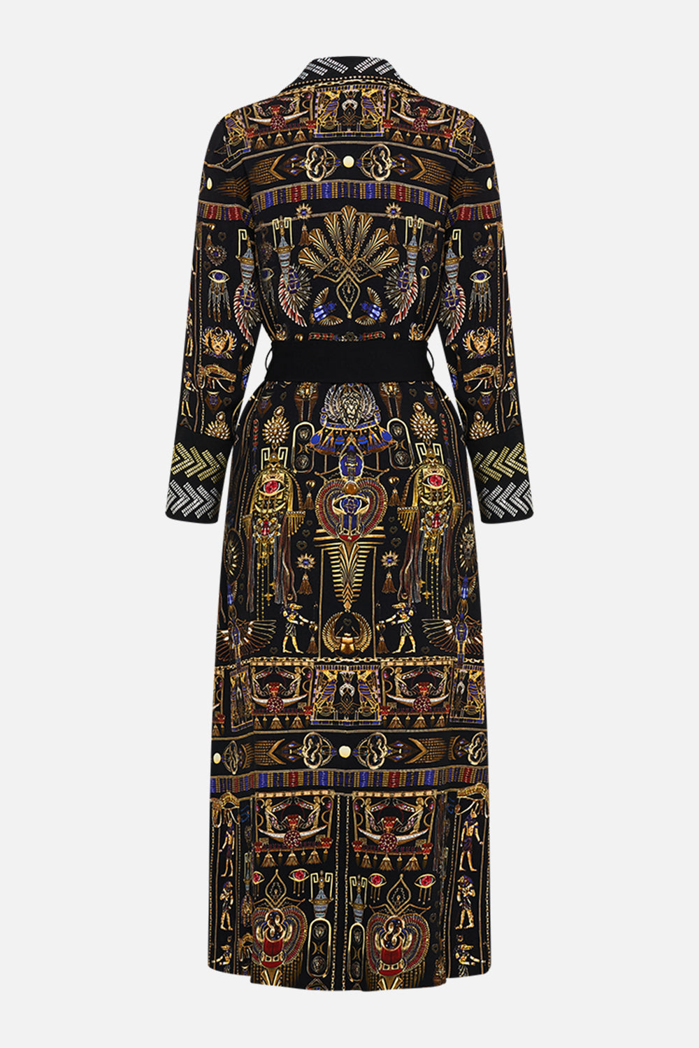 CAMILLA Cuffed Short Side Split Coat in Cartouche Kingdom print.