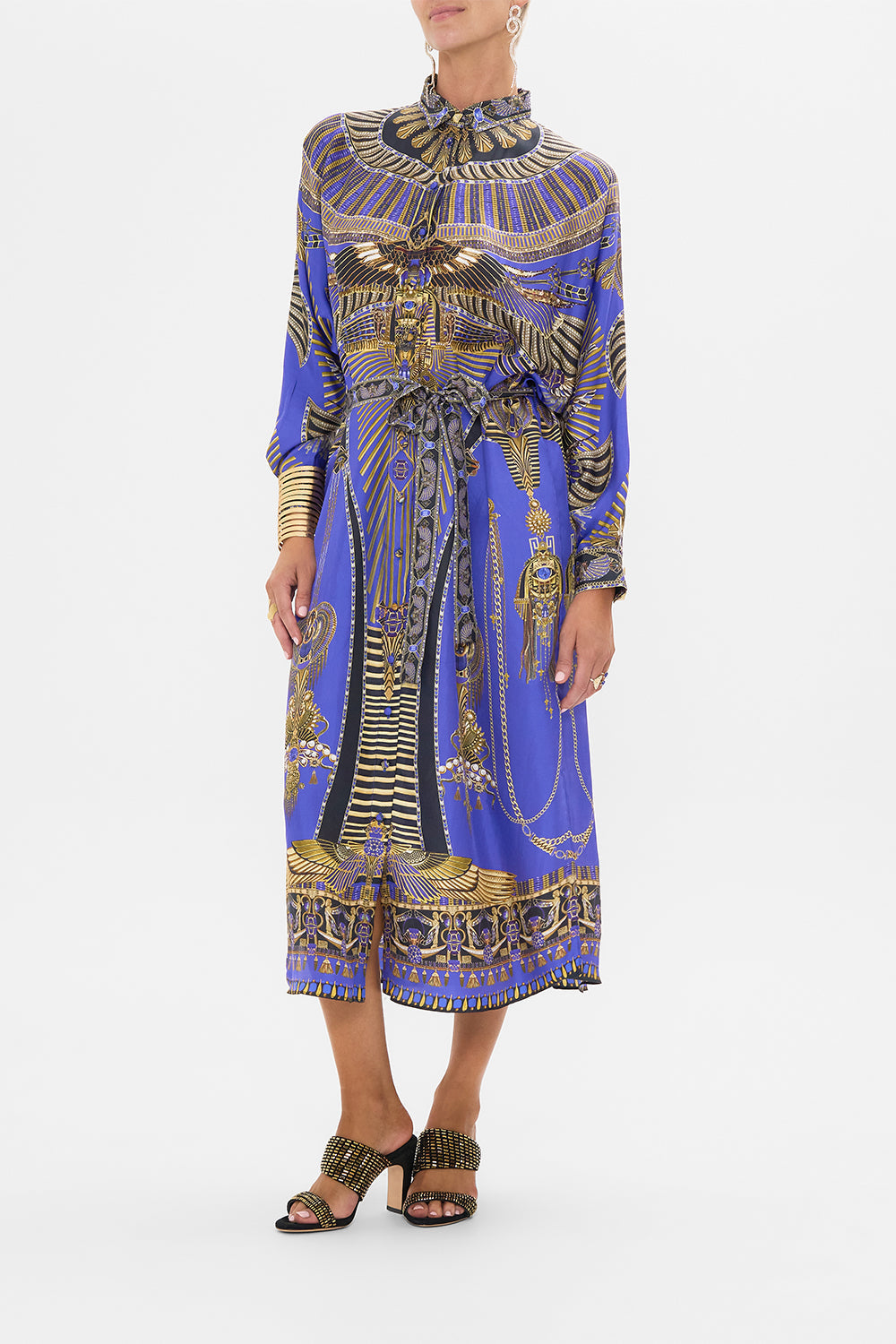 CAMILLA Collared Button Through Dress in My Fair Pharaoh print.