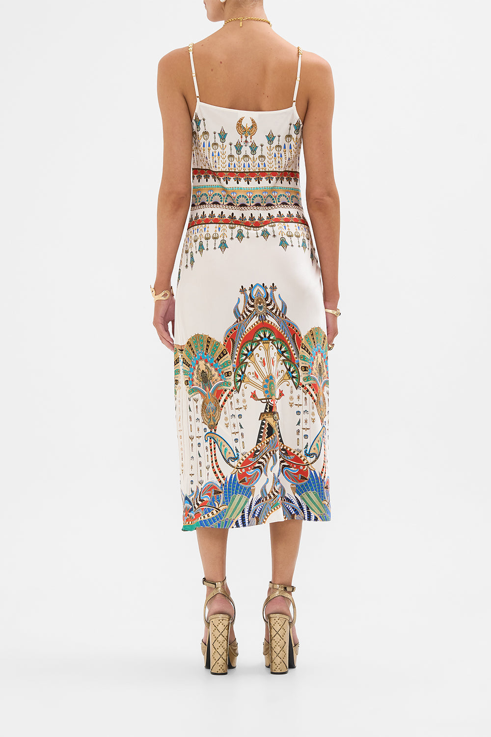 CAMILLA Long Bias Slip in Valley Of The Queens print