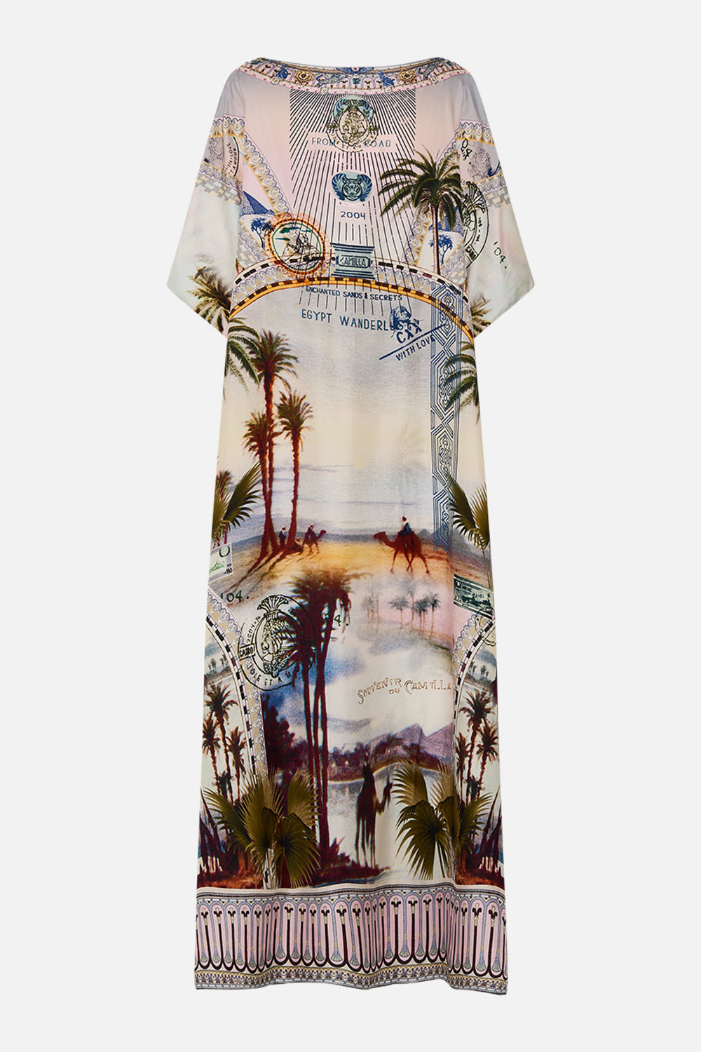CAMILLA round neck kaftan in Call Me in Cairo print.