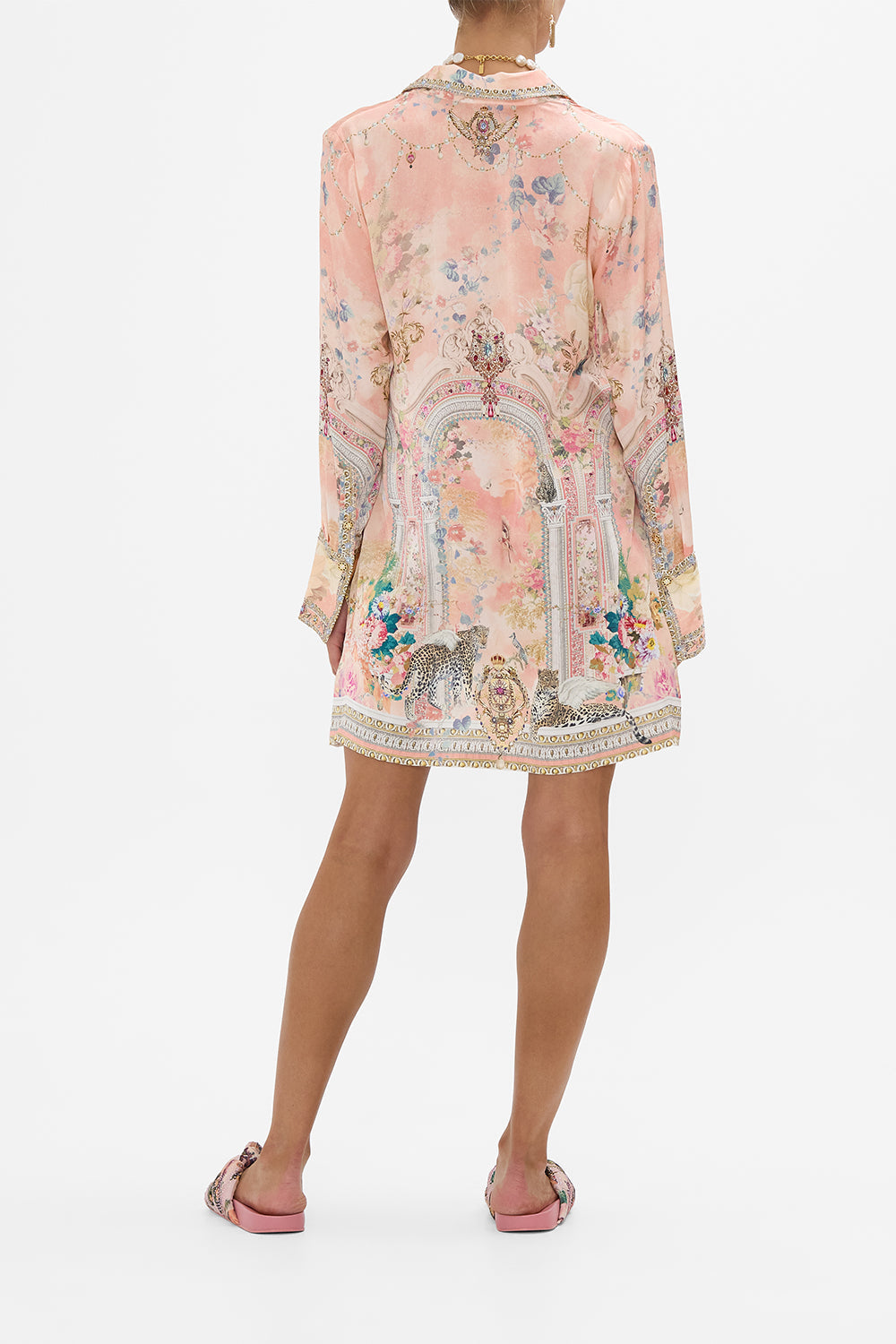 CAMILLA Floral Mini Shirt Dress in The Jewellery Palace Print.