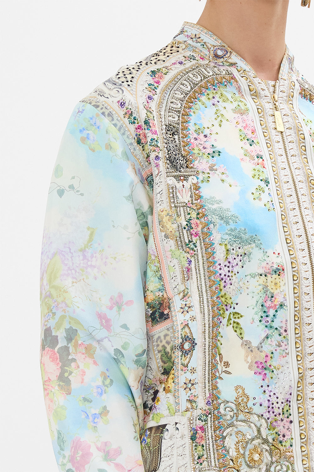 CAMILLA Oversized Embellished Bomber Jacket in We Always Have Alexandria Print.