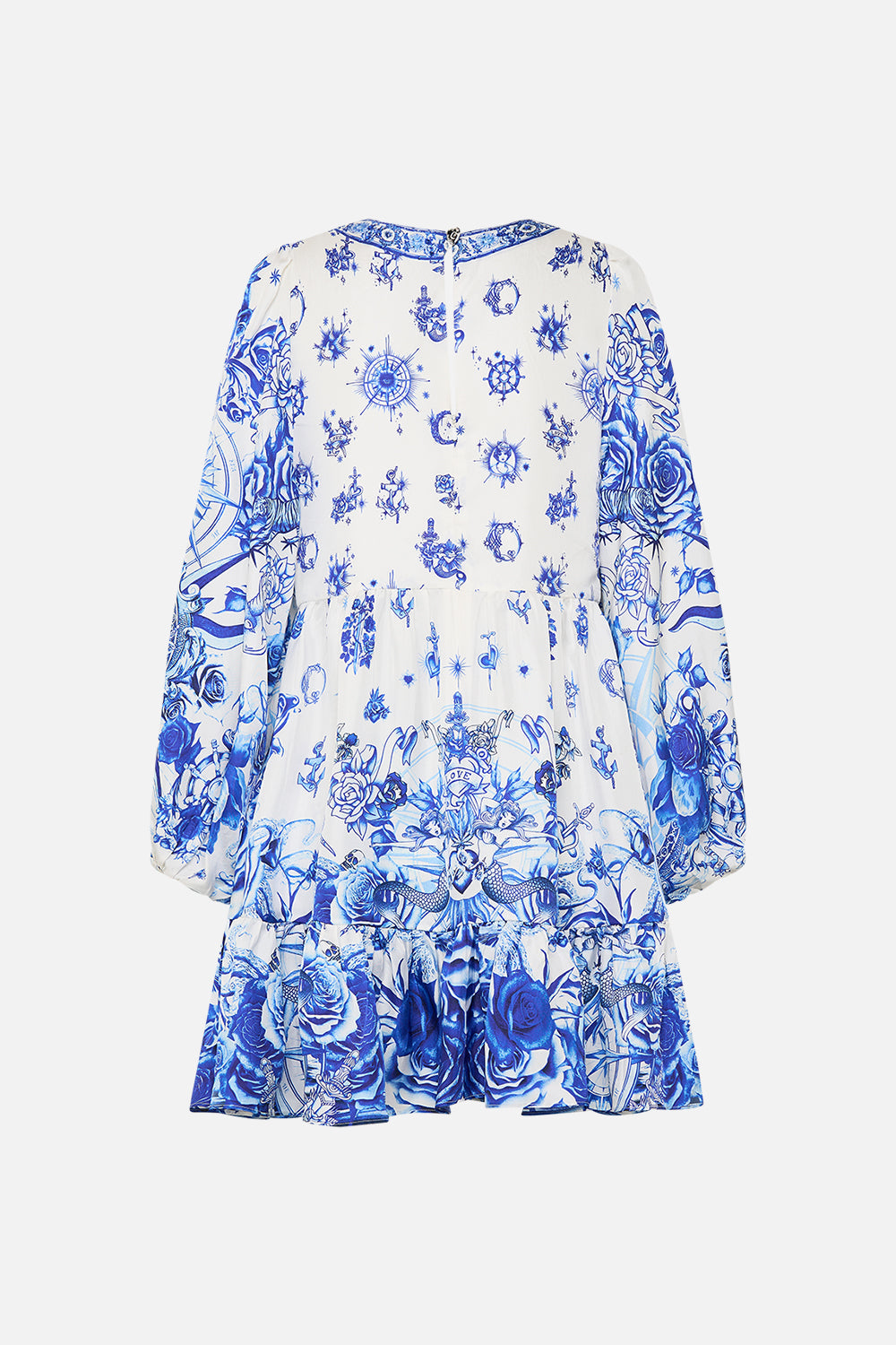 SHORT TIE FRONT BLOUSON DRESS IMMORTAL INK