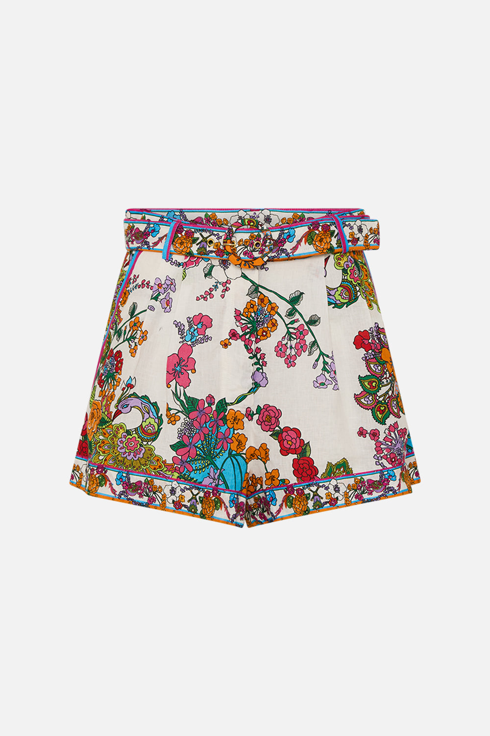 CAMILLA retro floral tuck front short in Cosmic Prairie print.
