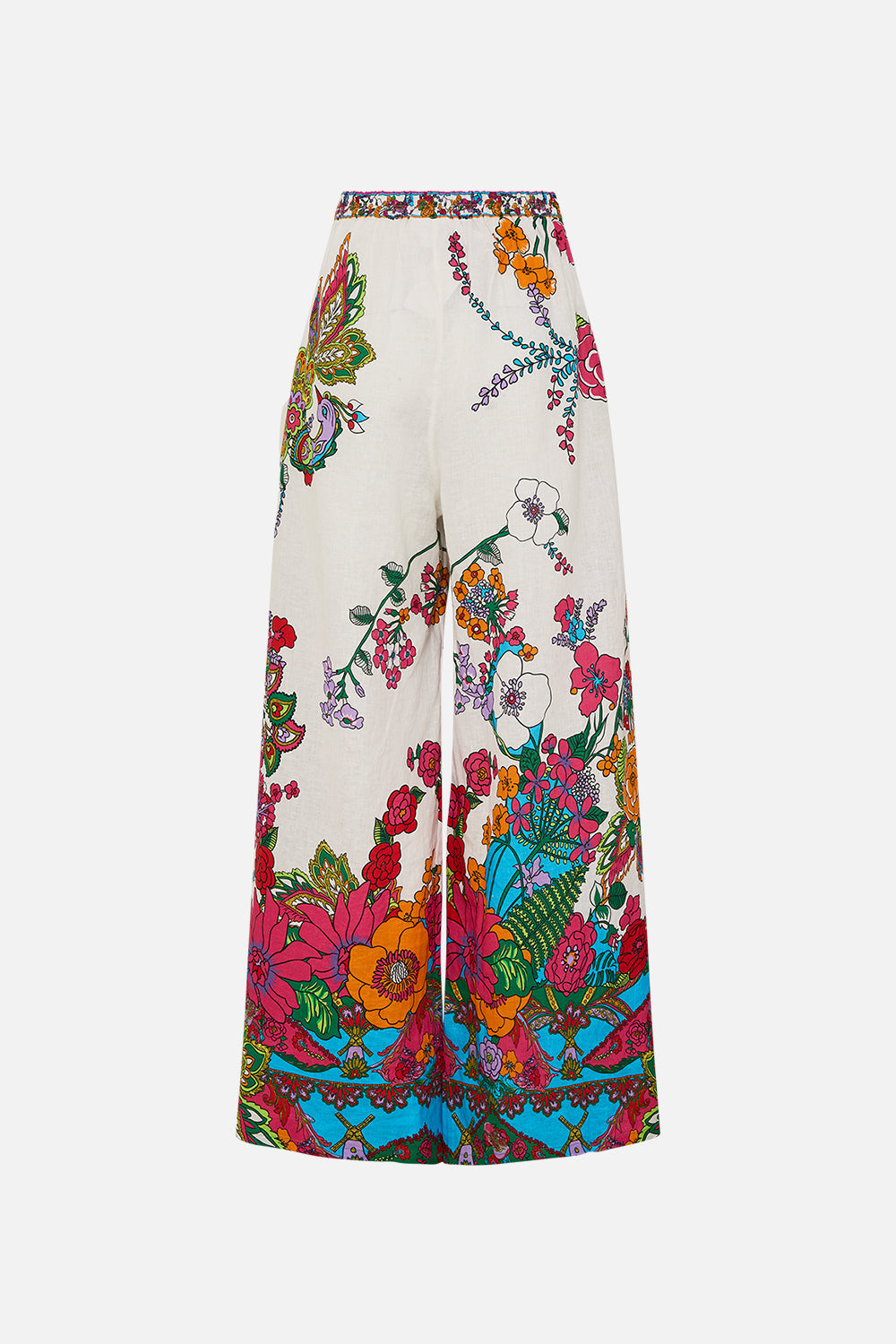 CAMILLA retro floral wide leg trouser with front pockets in Cosmic Prairie print.