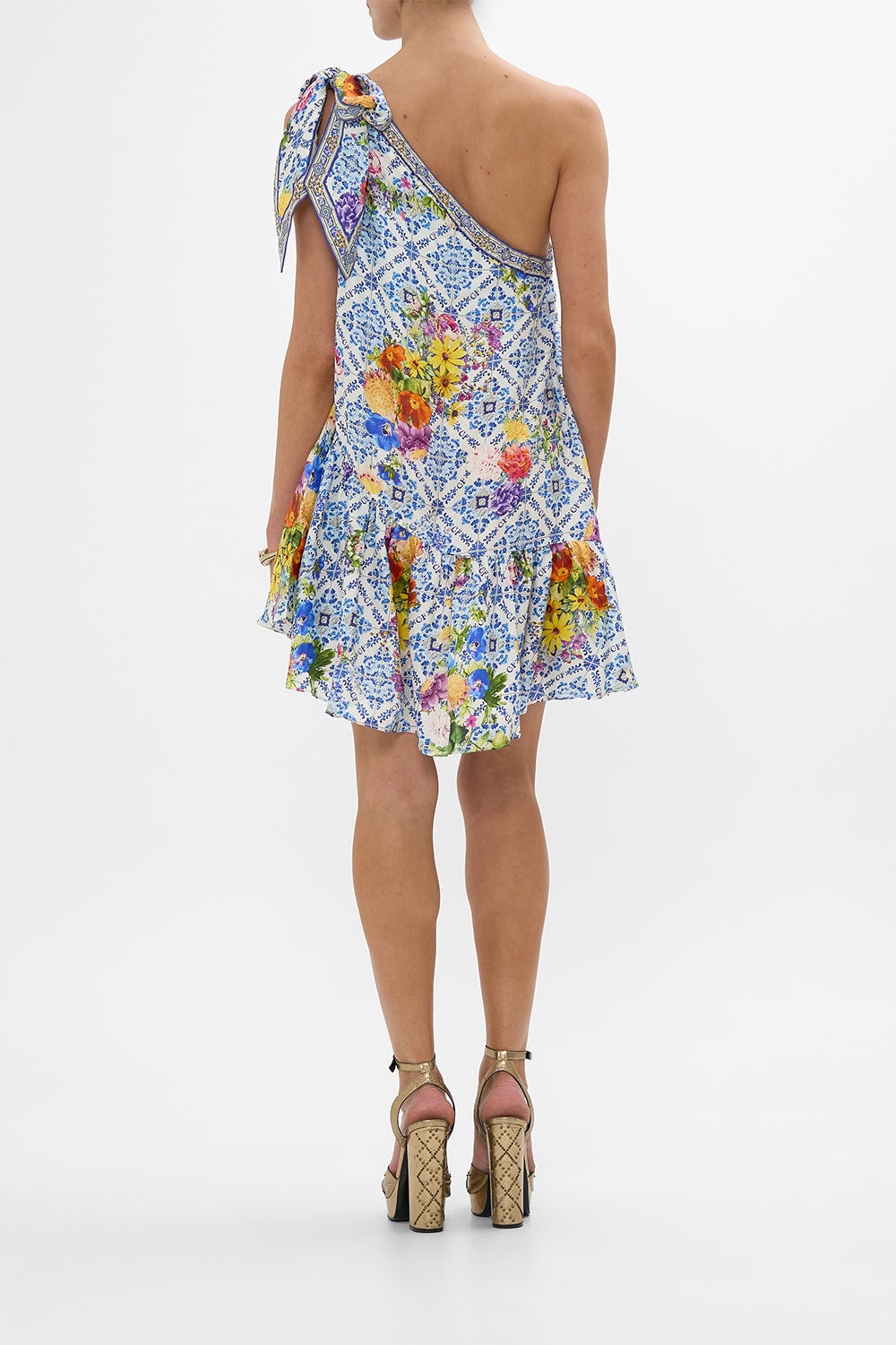 TIE ONE SHOULDER SHORT DRESS WALL TO WALL WONDERS