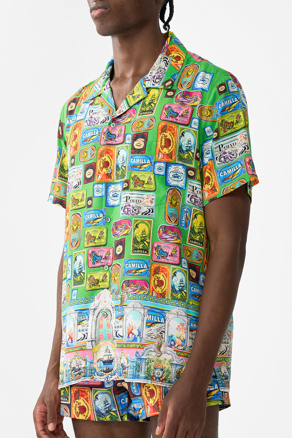 SHORT SLEEVE CAMP COLLARED SHIRT SAL DO MAR