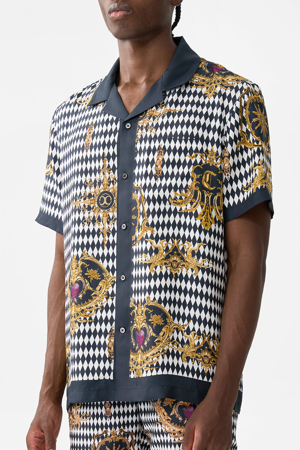 SHORT SLEEVE CAMP COLLARED SHIRT MONARCHY MANIA