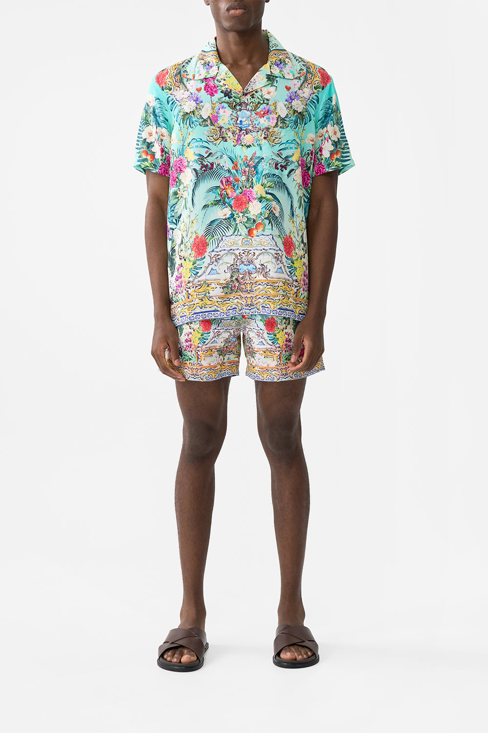 SHORT SLEEVE CAMP COLLARED SHIRT GARDENS OF QUELUZ