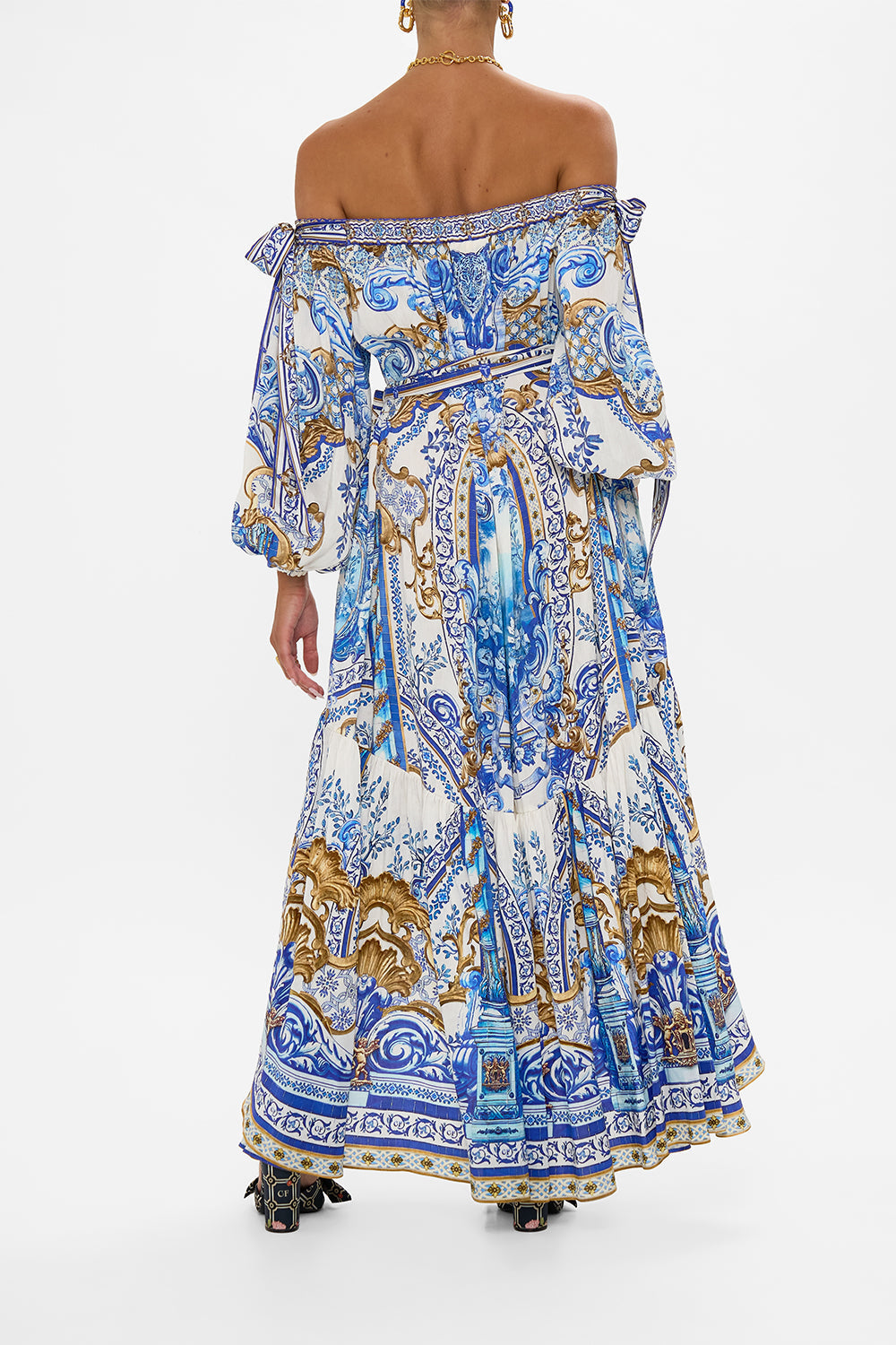 BOW SLEEVE MAXI DRESS AZUL ADVENTURES