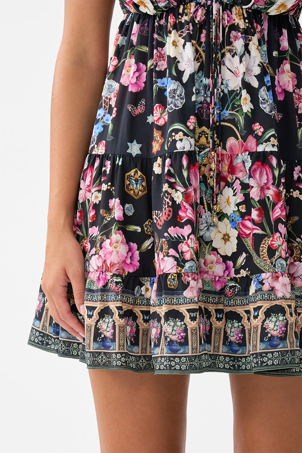 GATHERED BUST TIERED MINI DRESS MIDNIGHT IN MONSERRATE