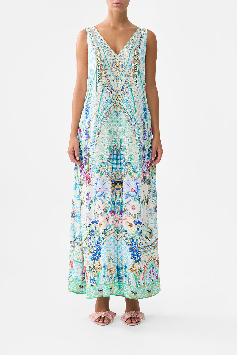 V NECK FLARED JUMPSUIT SUNRISE IN SINTRA